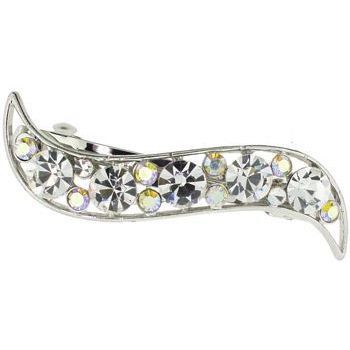 Karen Marie - Large Crystal Wave Barrette - White Diamond (1)